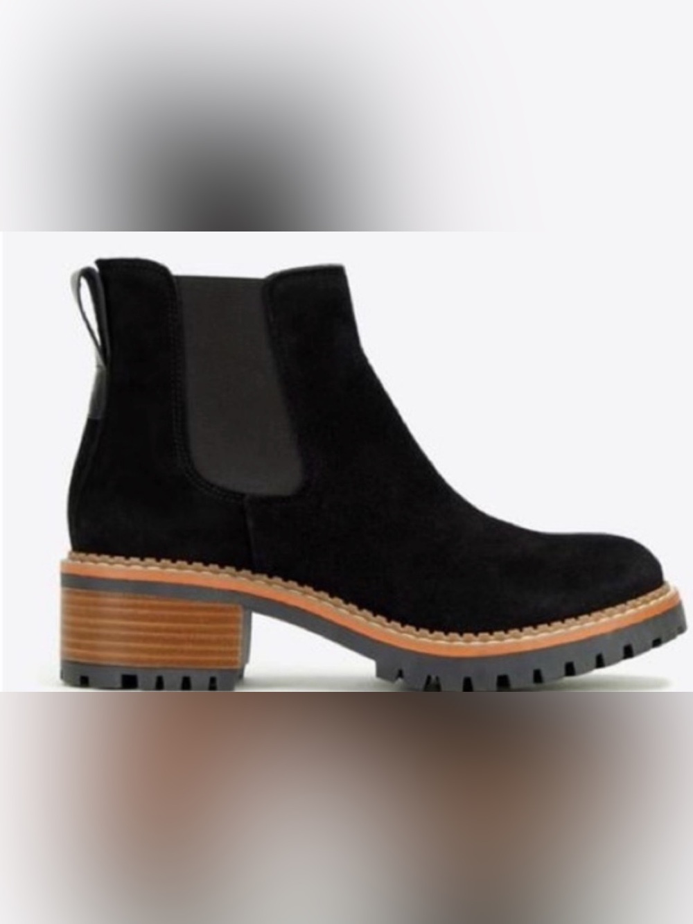 Women’s black suede pull on Chelsea boots. NWOT size 8